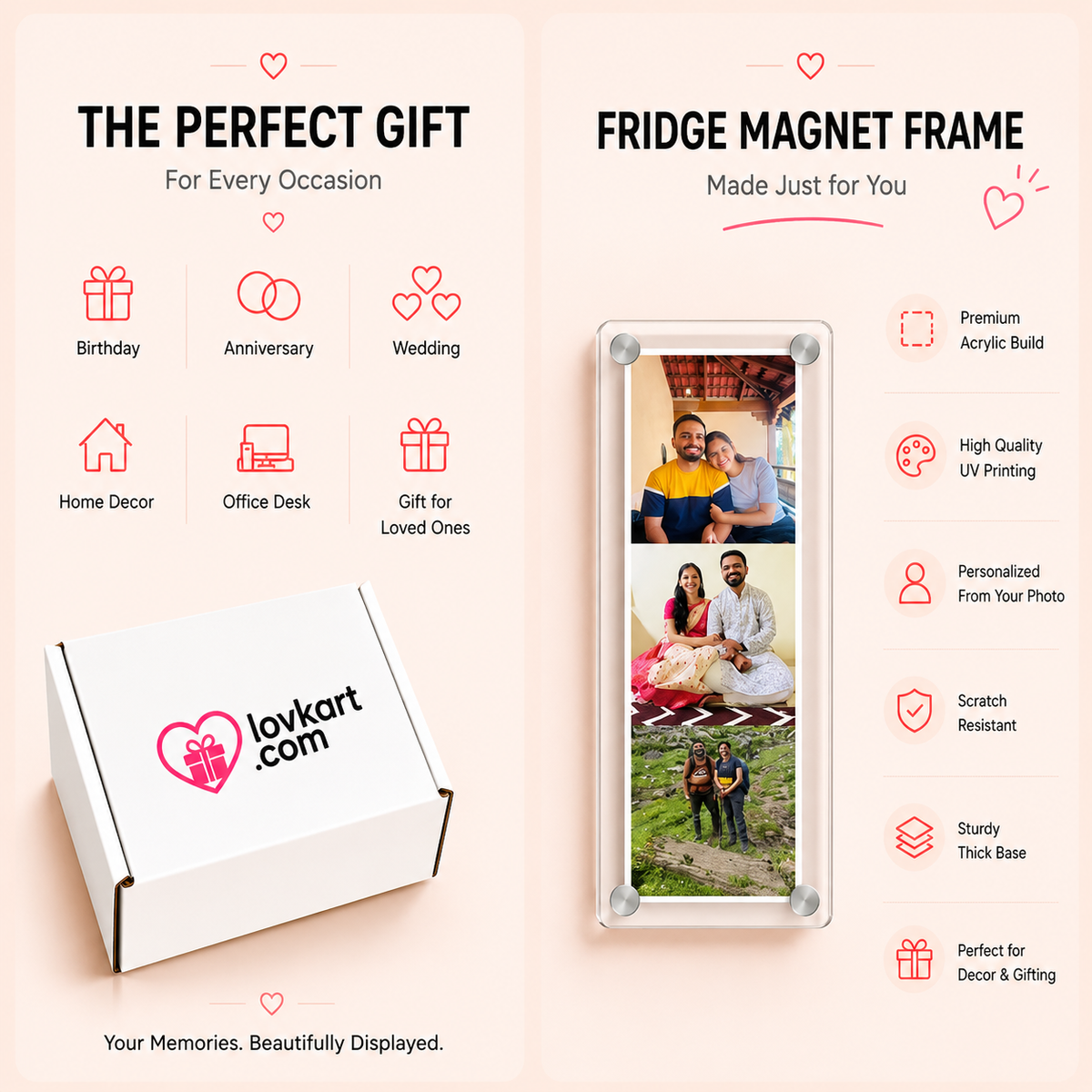 Fridge Magnet Strip - 3 Photos in One Frame