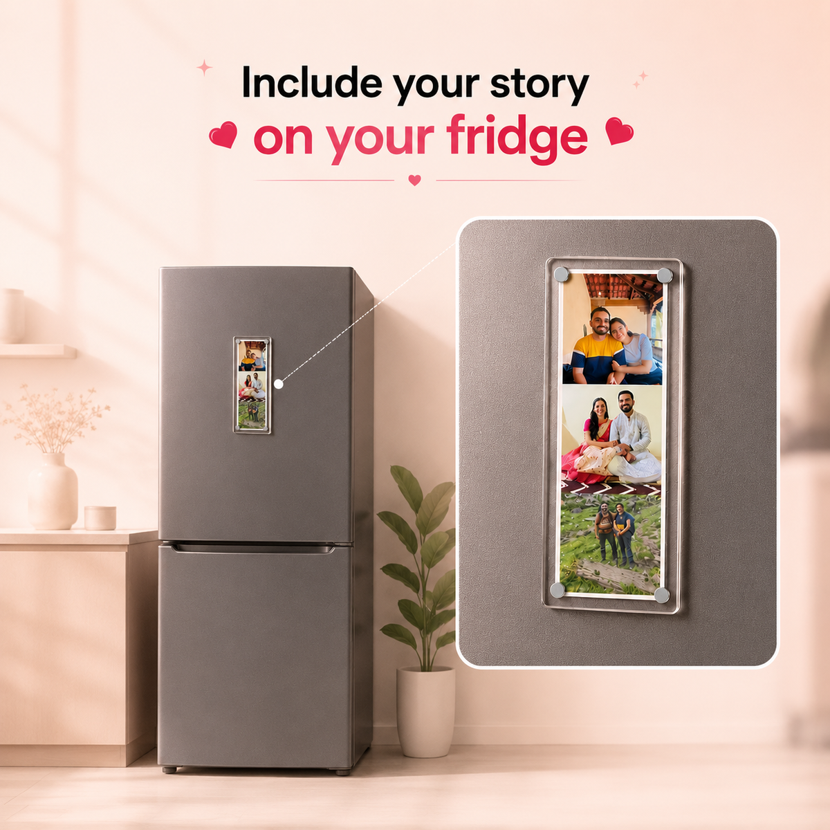 Fridge Magnet Strip - 3 Photos in One Frame