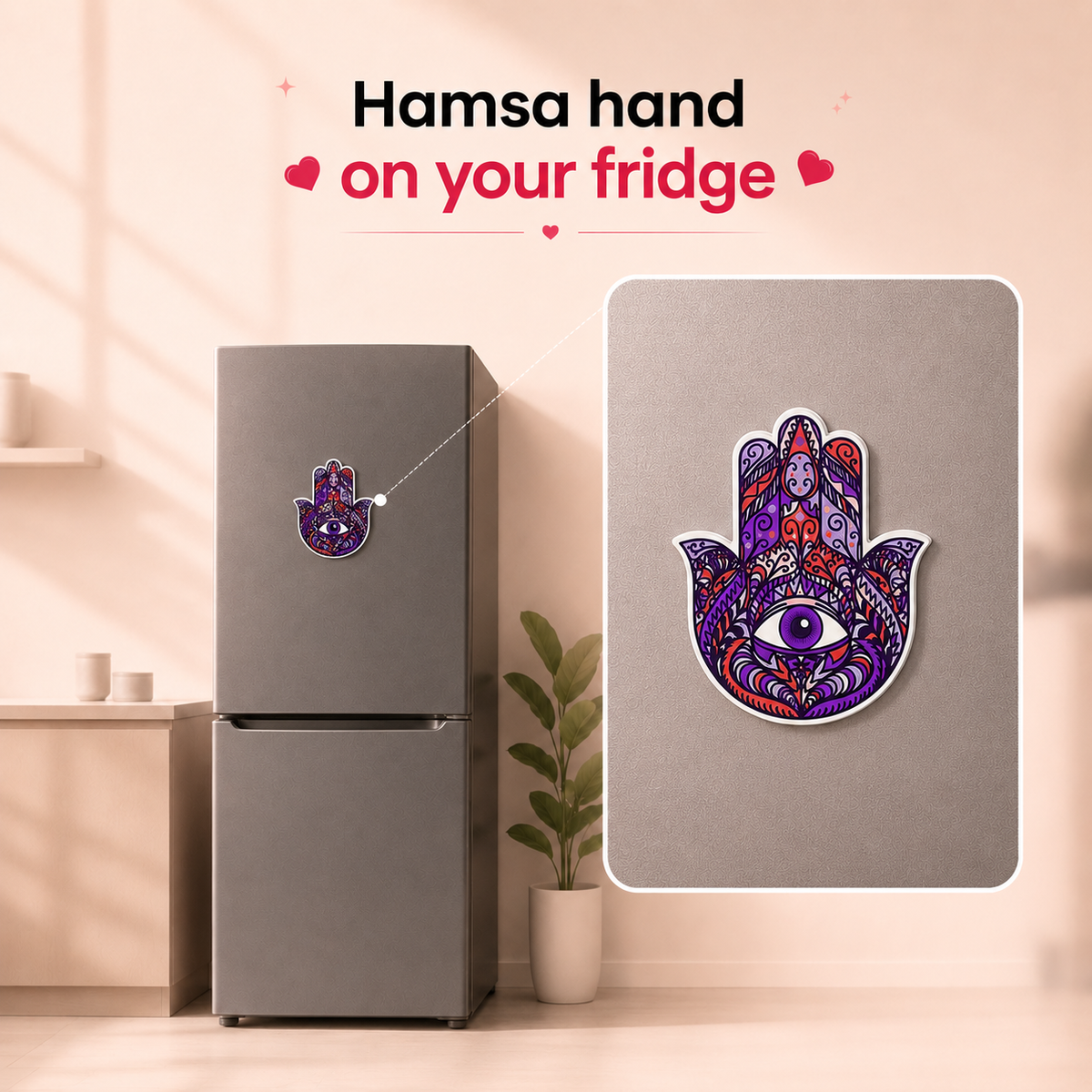 Mystical Hamsa Hand Magnet - Evil Eye Protection