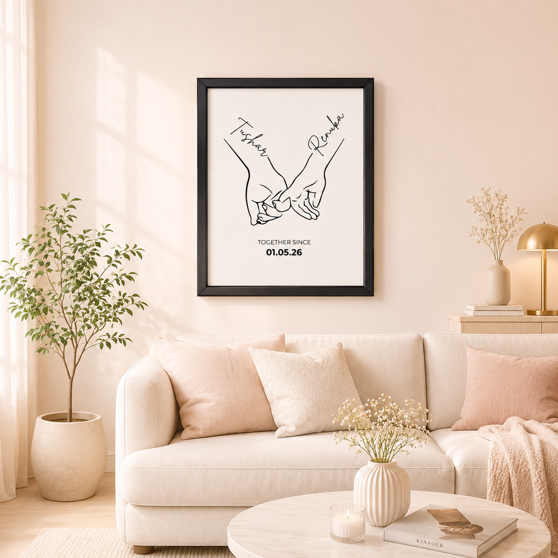 Holding Hands Line Art Frame