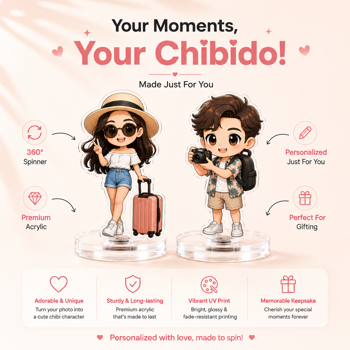 Mini-Me Custom Chibi Rotating Spinner Standee (Single)
