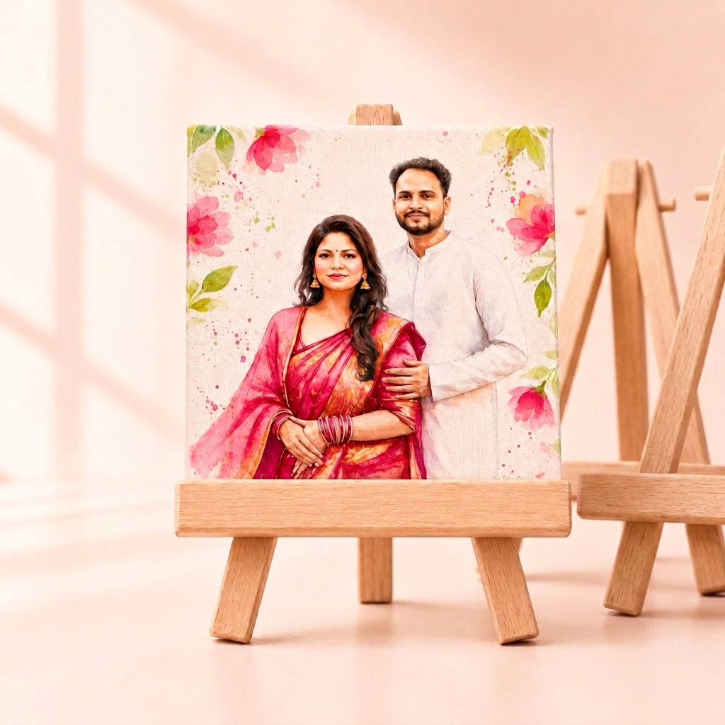 Canvas Painting with Wooden Stand