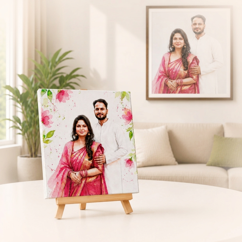 Canvas Painting with Wooden Stand