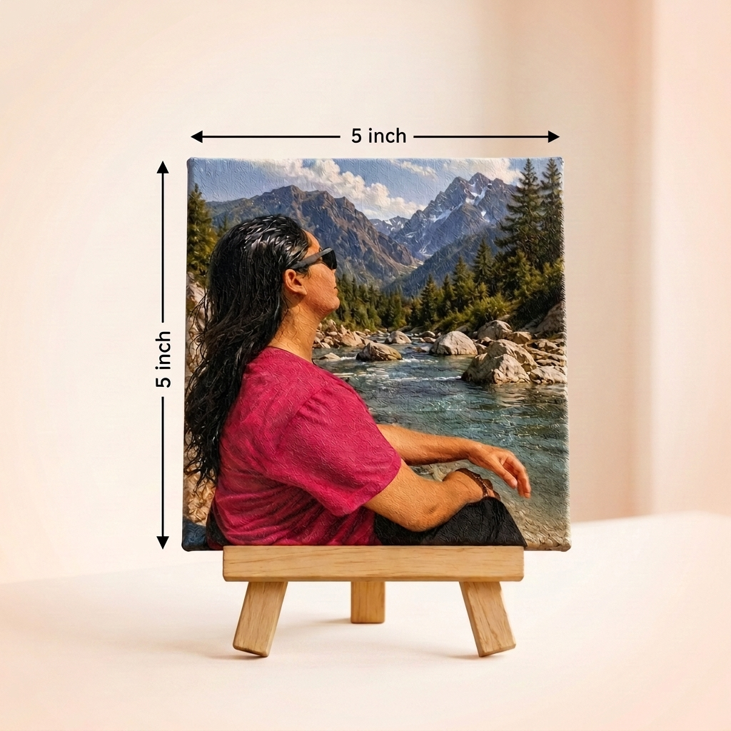 Canvas Painting with Wooden Stand