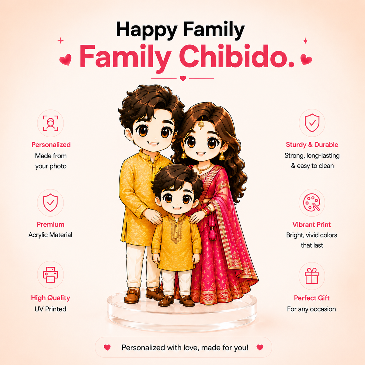 Personalized Standee Chibido (Family of 3)