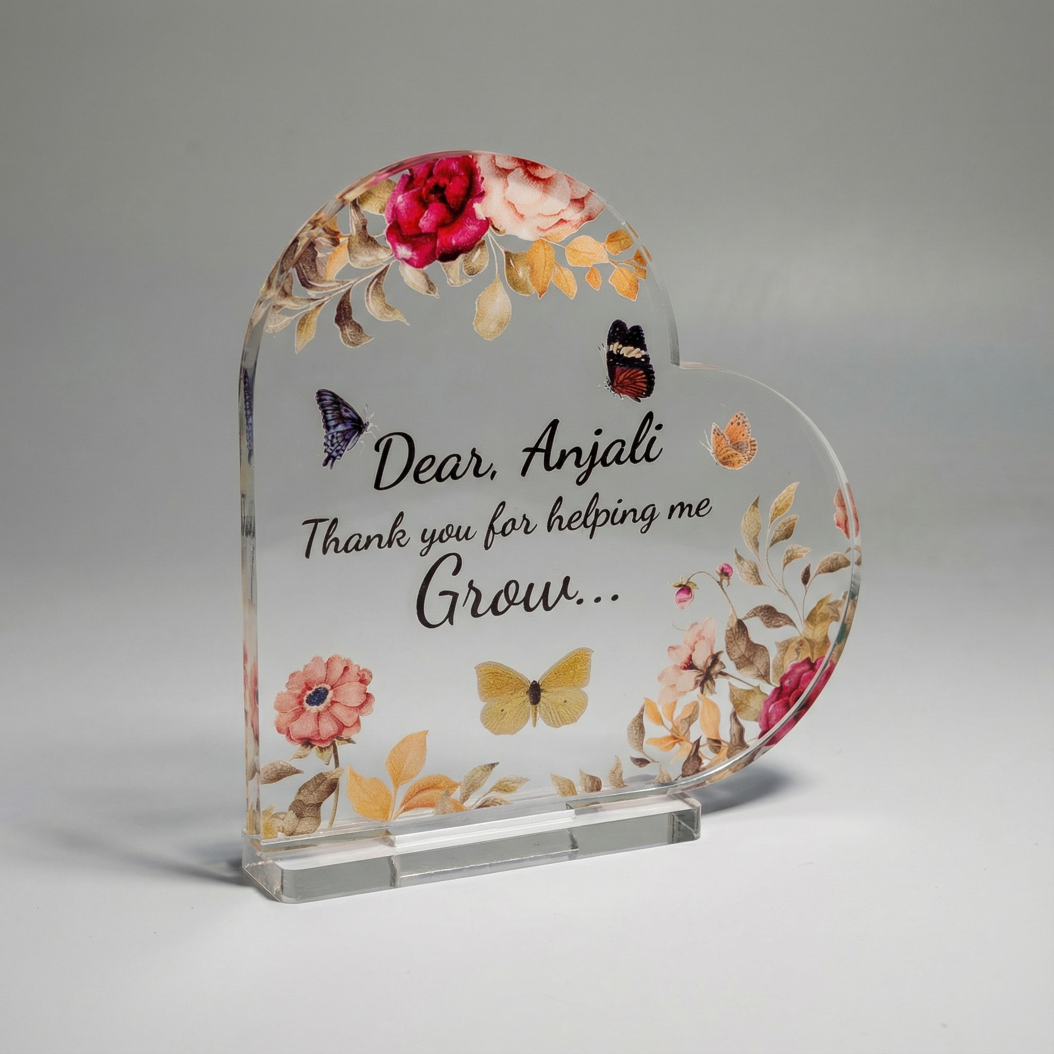 Personalized Floral Heart Acrylic Plaque