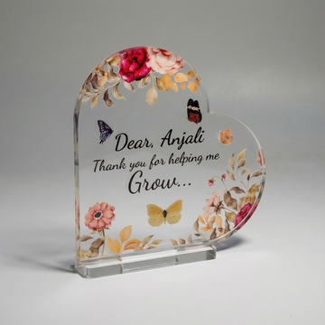 Personalized Floral Heart Acrylic Plaque