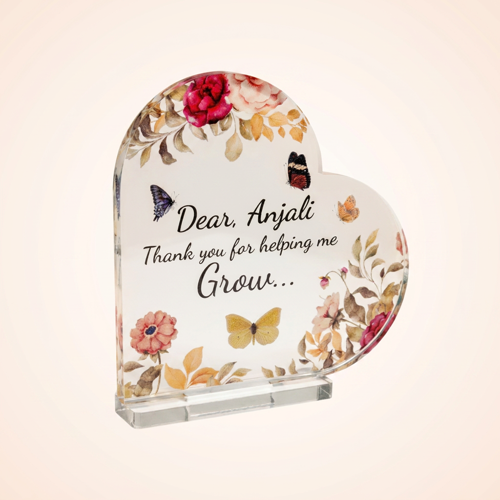 Personalized Floral Heart Acrylic Plaque