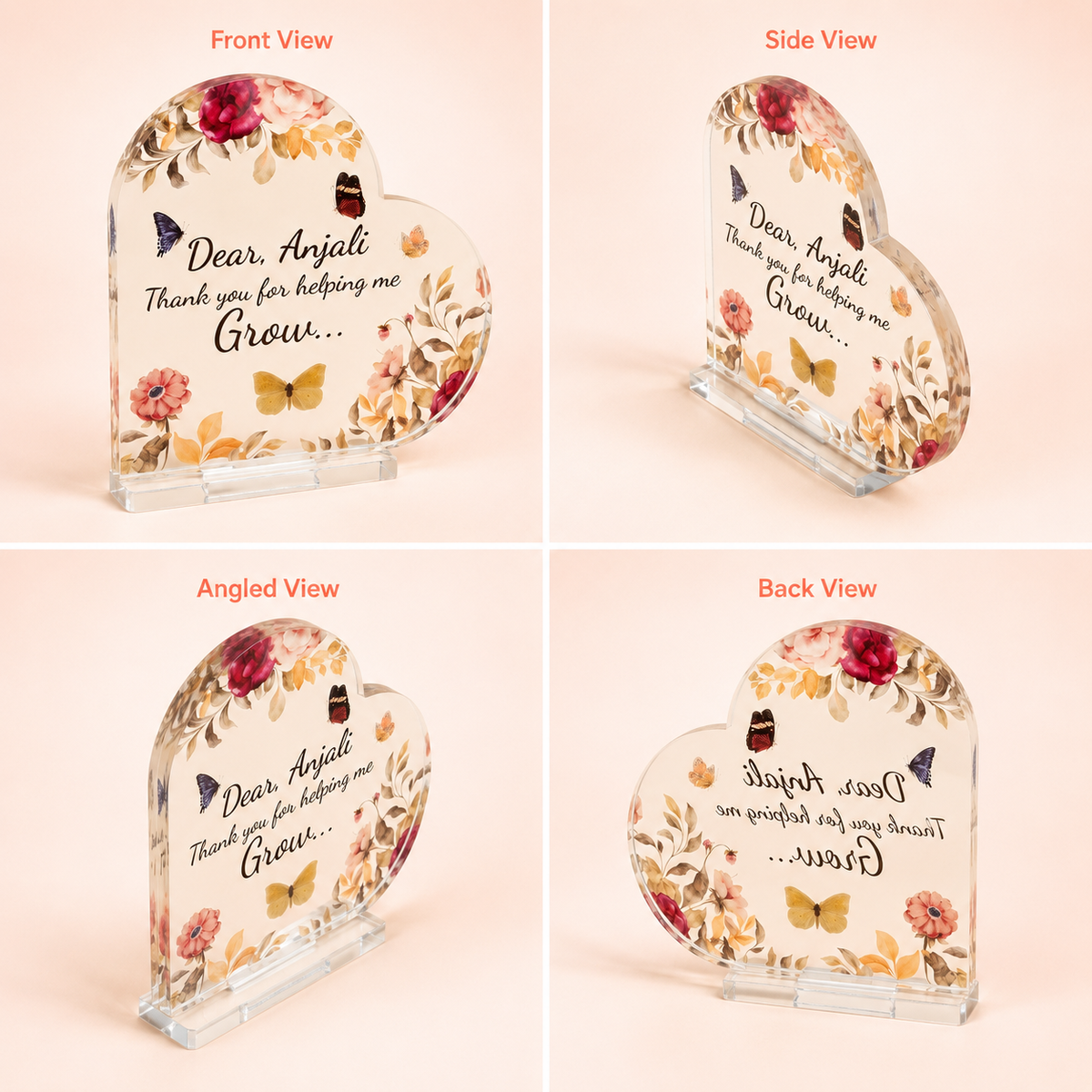 Personalized Floral Heart Acrylic Plaque