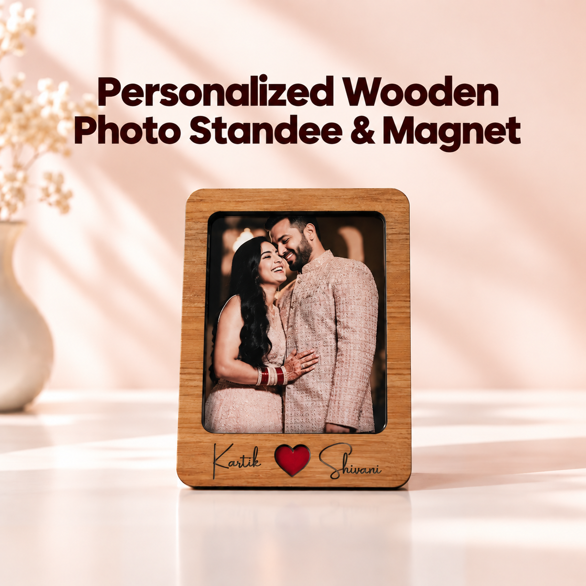 Personalized Wooden Photo Standee & Magnet