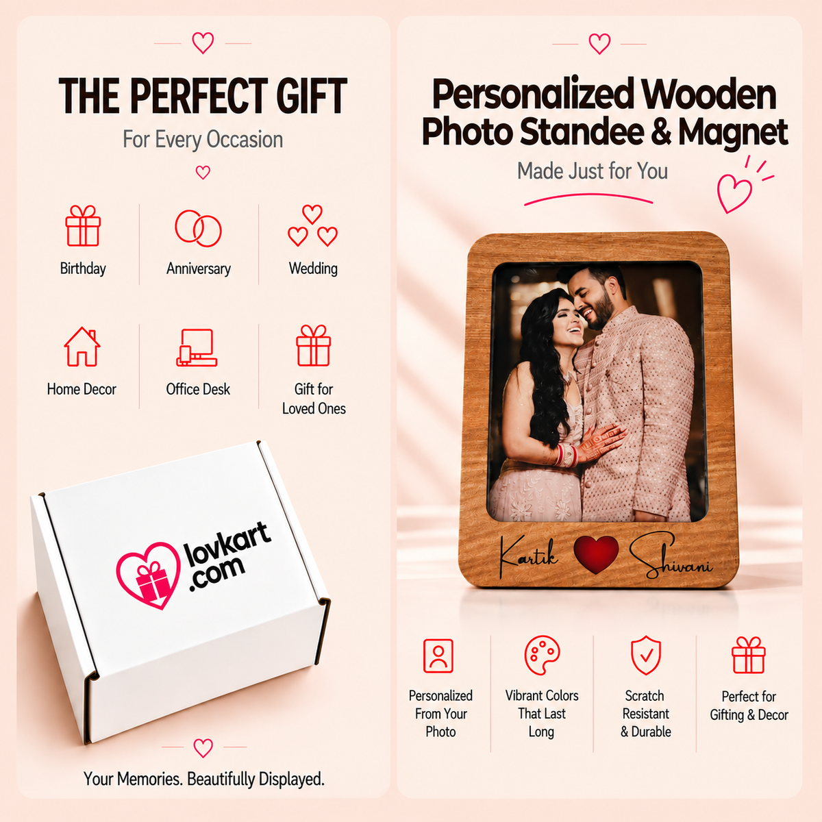 Personalized Wooden Photo Standee & Magnet