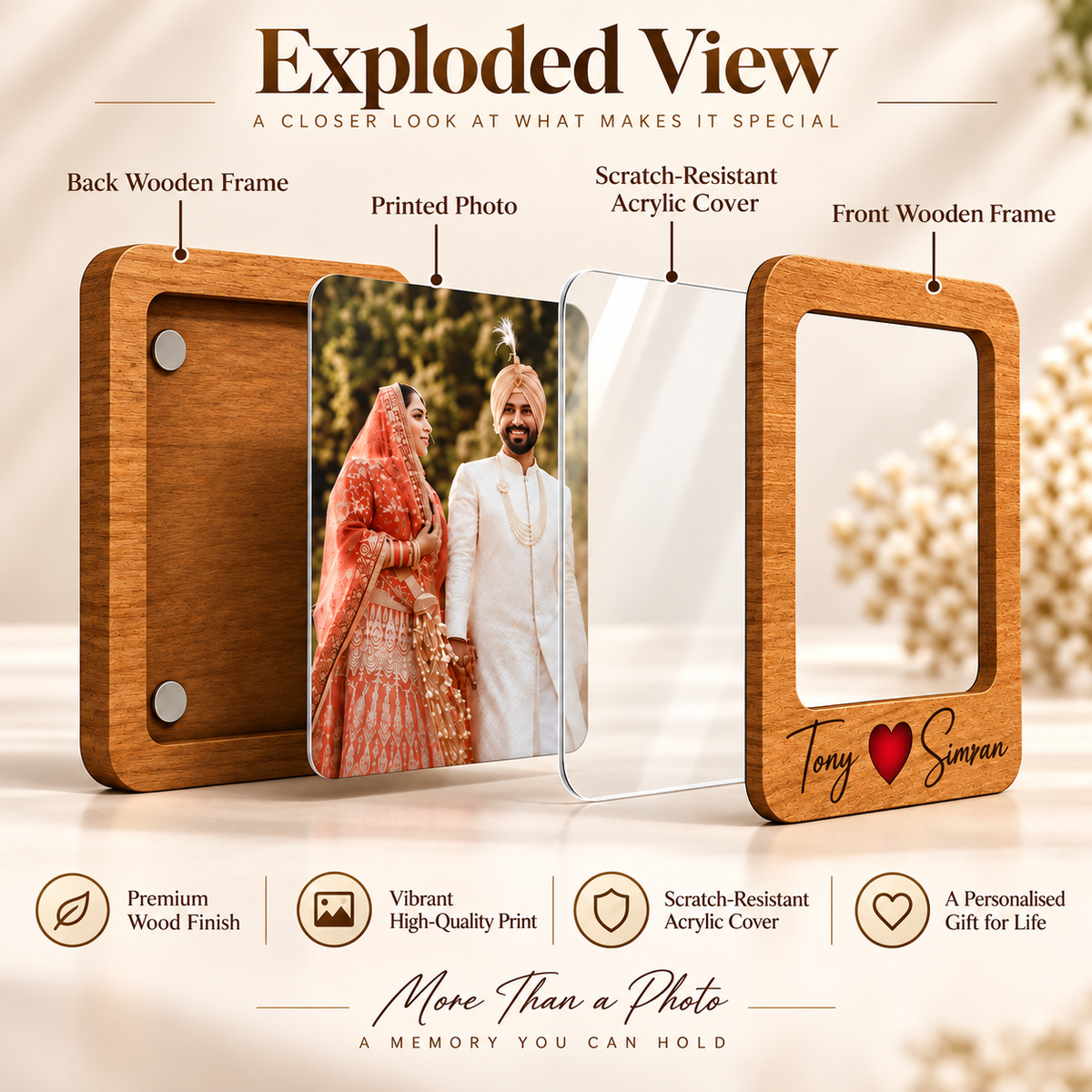 Personalized Wooden Photo Standee & Magnet
